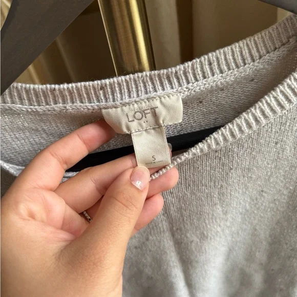 LOFT Light Gray Crew Neck Sweater | Small - Picture 2 of 5